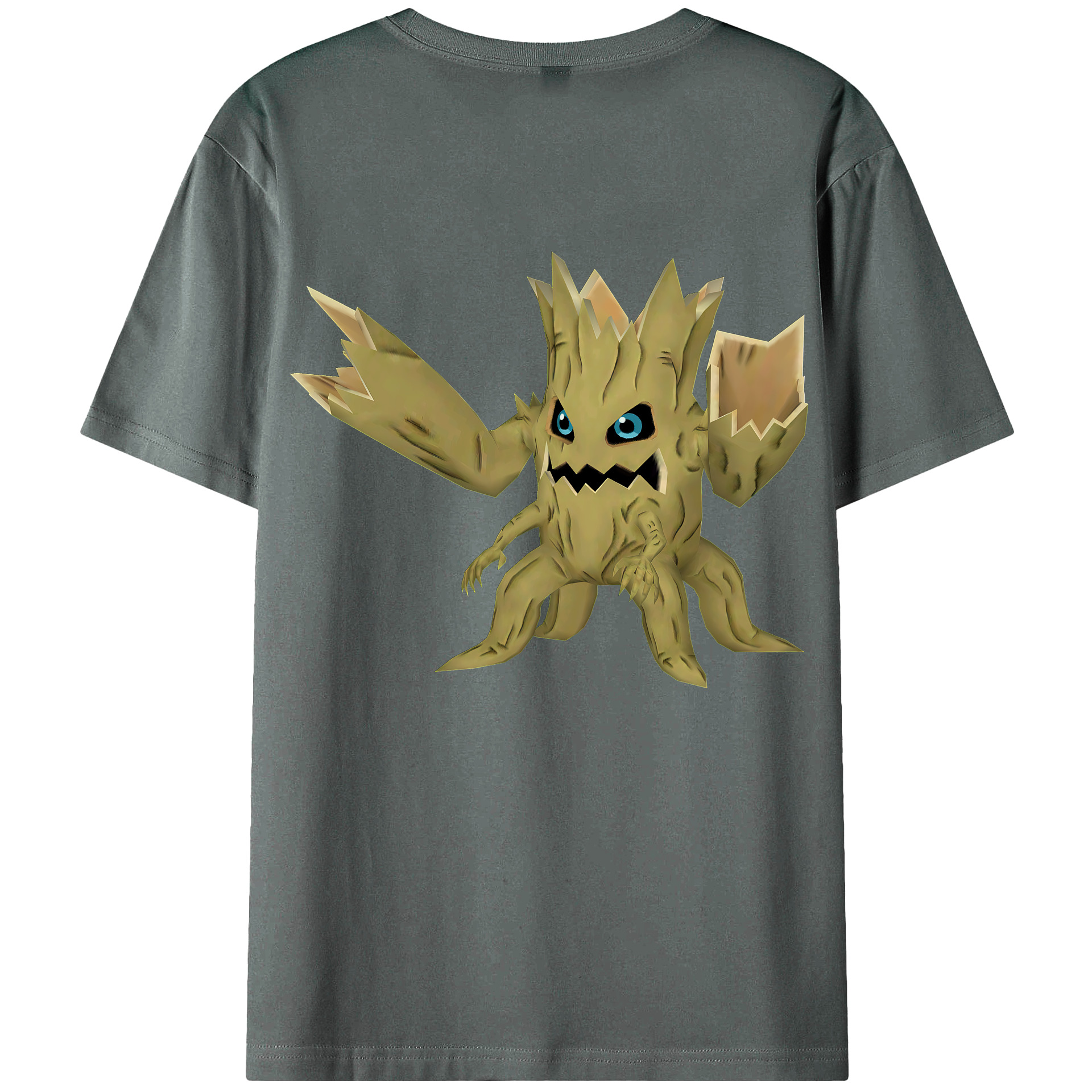 （画像用） Digimon デジタルモンスター/デジモン 綿100％ メンズ半袖Tシャツ（バックプリント） 通気性